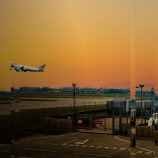 A plane departing Heathrow Airport, UK.