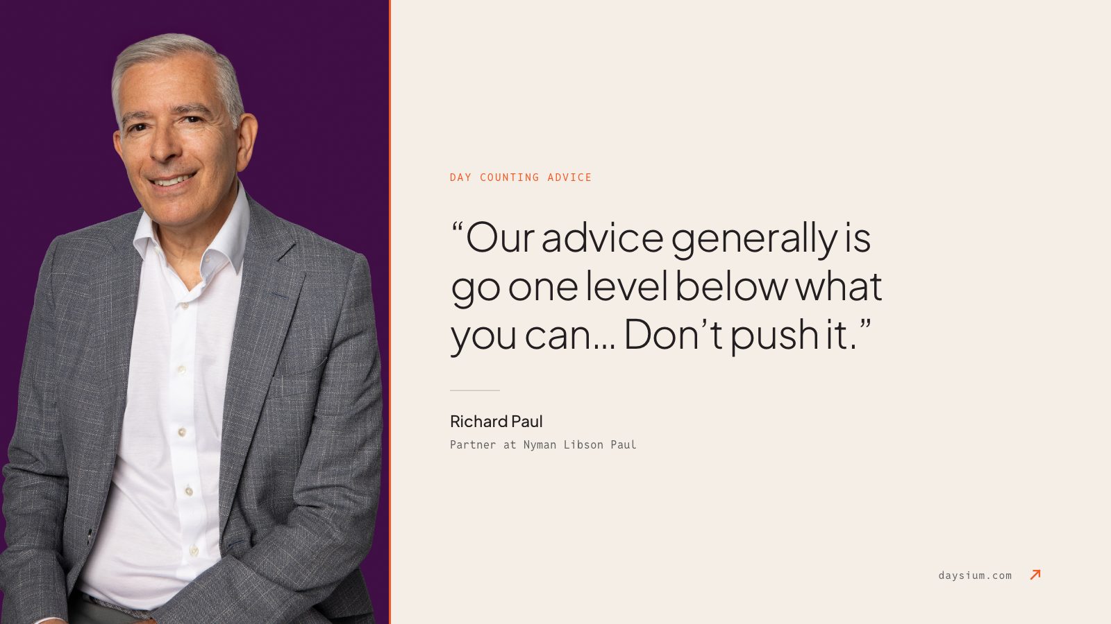 A quote by Richard Paul from NLP on how to approach day counting thresholds. 