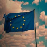 A picture of the EU flag, slightly distorted